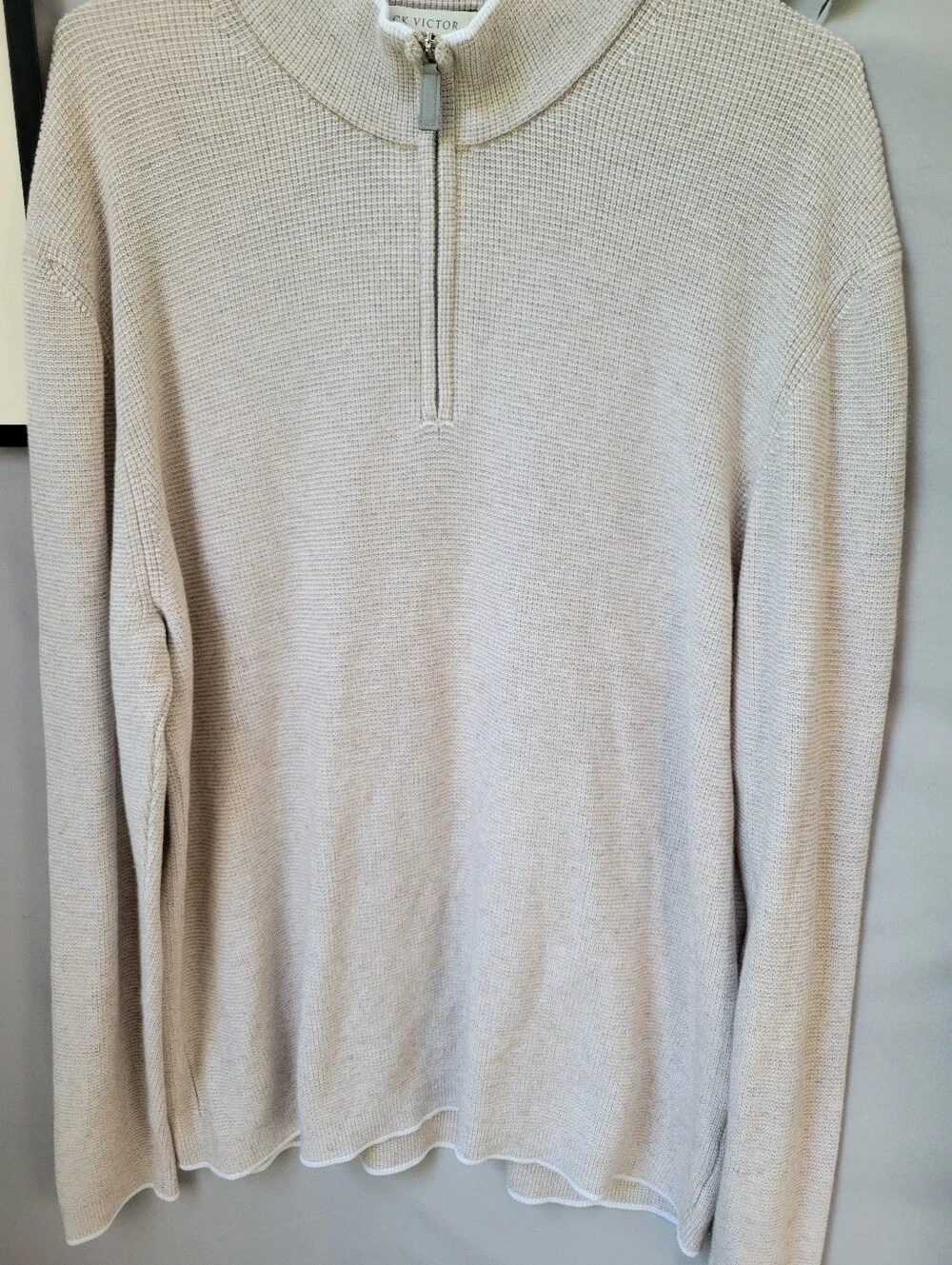Jack Victor Daulac Quarter Zip Pullover Sweater Sand XXL